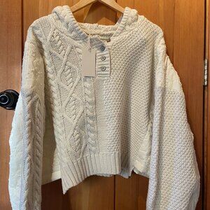 Pol Quilting Patch Cable Knit Jacket Womens Sz M New with Tags